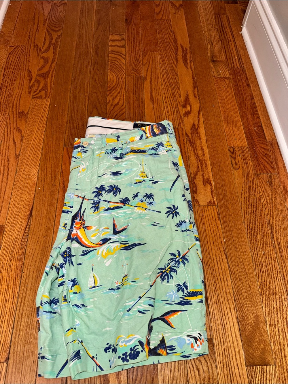 Nautica Mint Green Tropical Print Flat Front Men’s Shorts